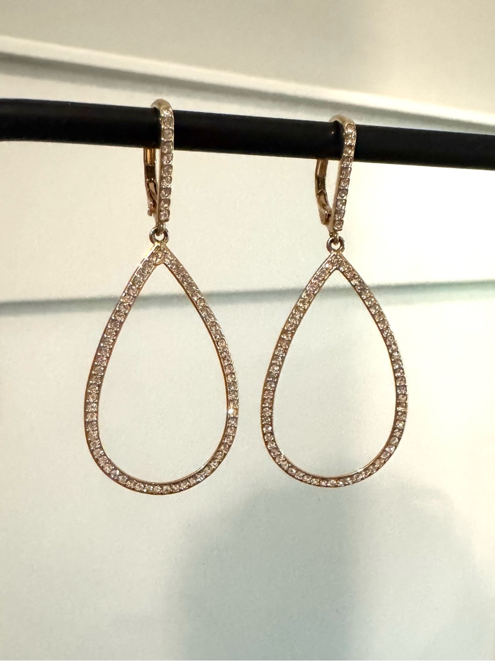 Adriana Orsini Gold Pave Teardrop Dangle Earrings. Like-new